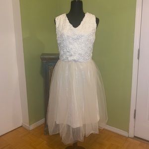 Lindy Bop Off White Tulle Skirt Rose Dress